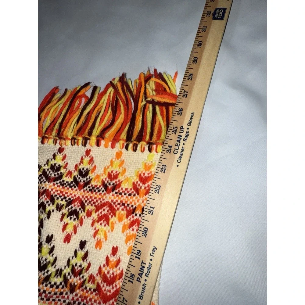 Vintage 70s‎ Woven Afghan Throw Fringe Hippie Boho Aztec